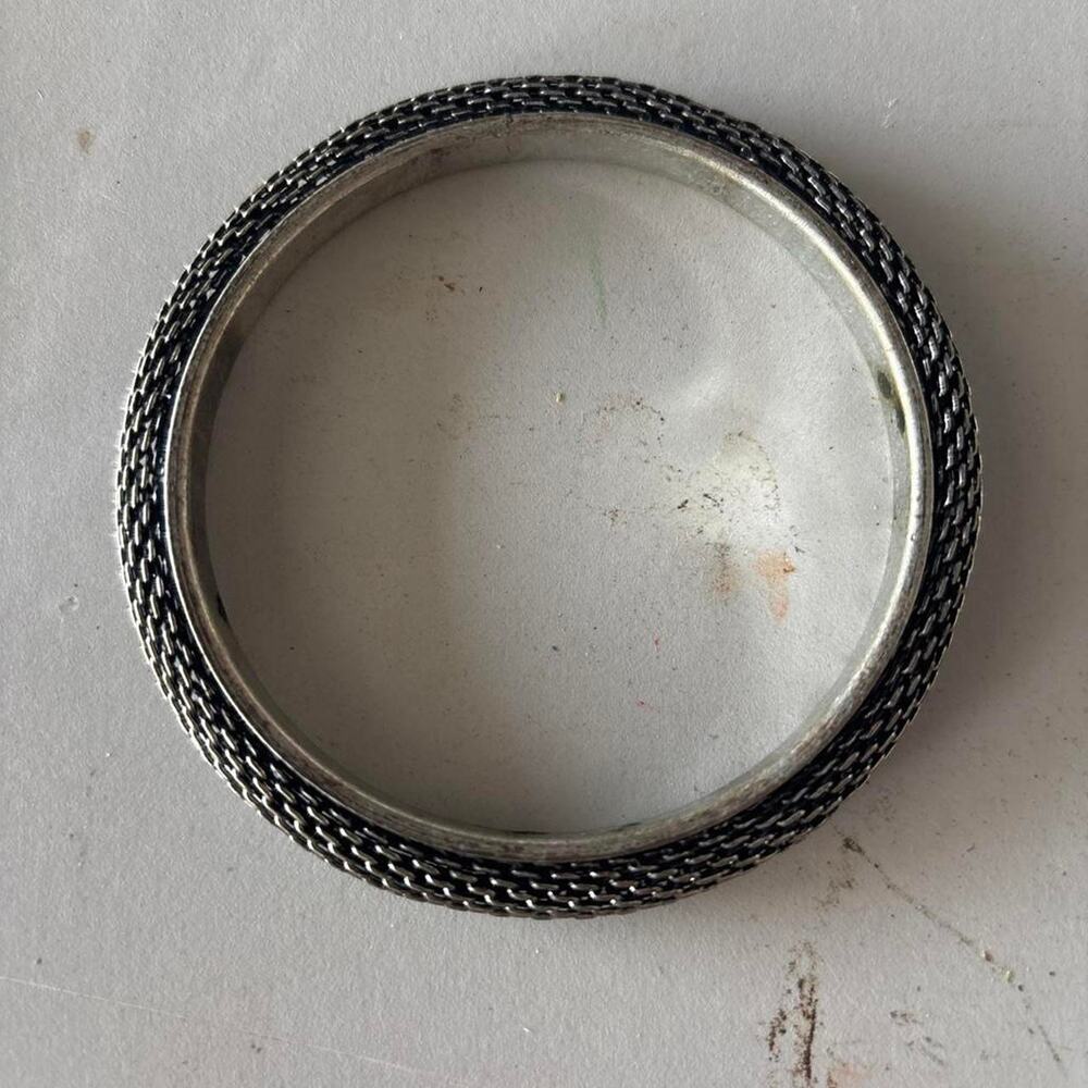 Silver metal bangle bracelet with